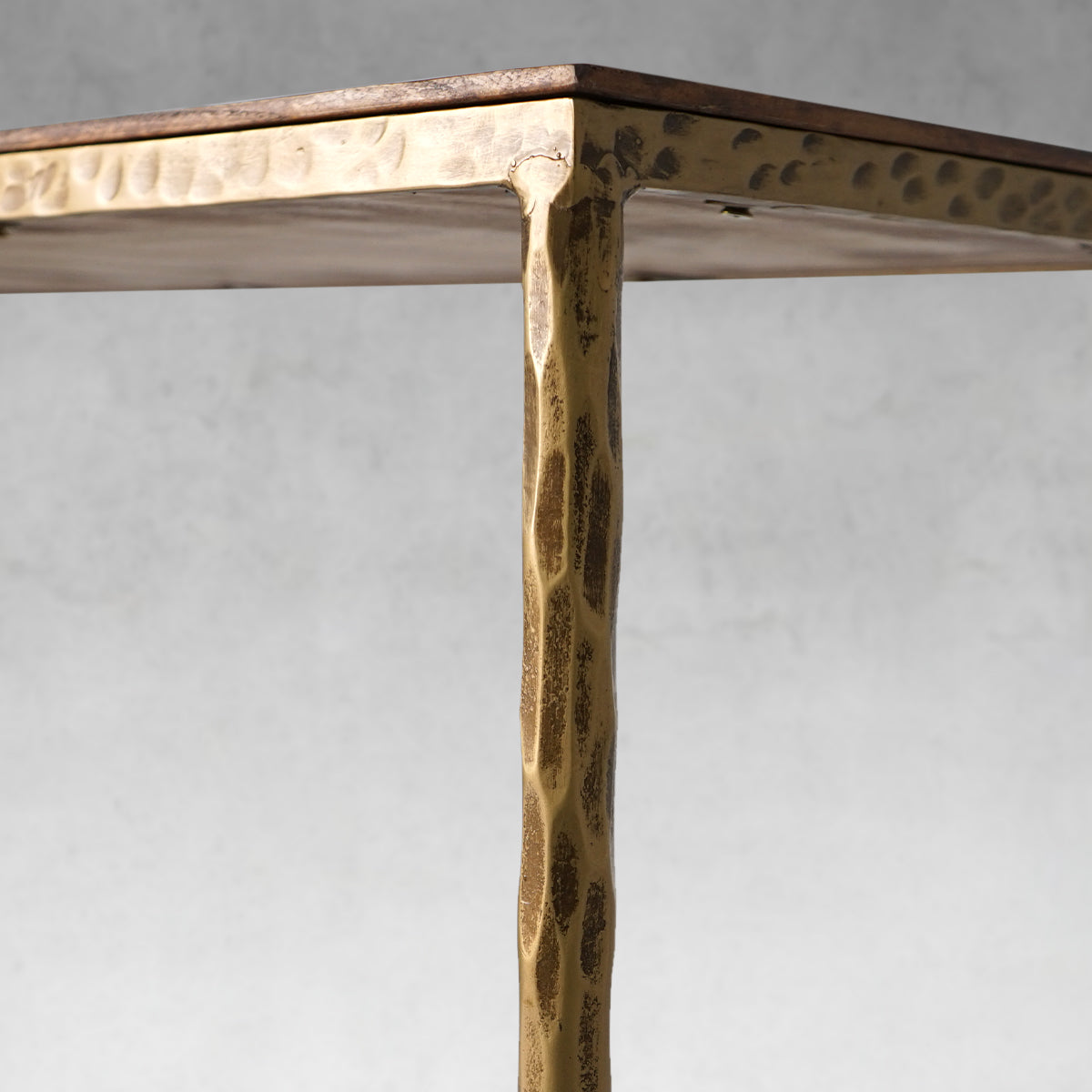 Hand-Forged Metal Frame Elm Wood Console Table
