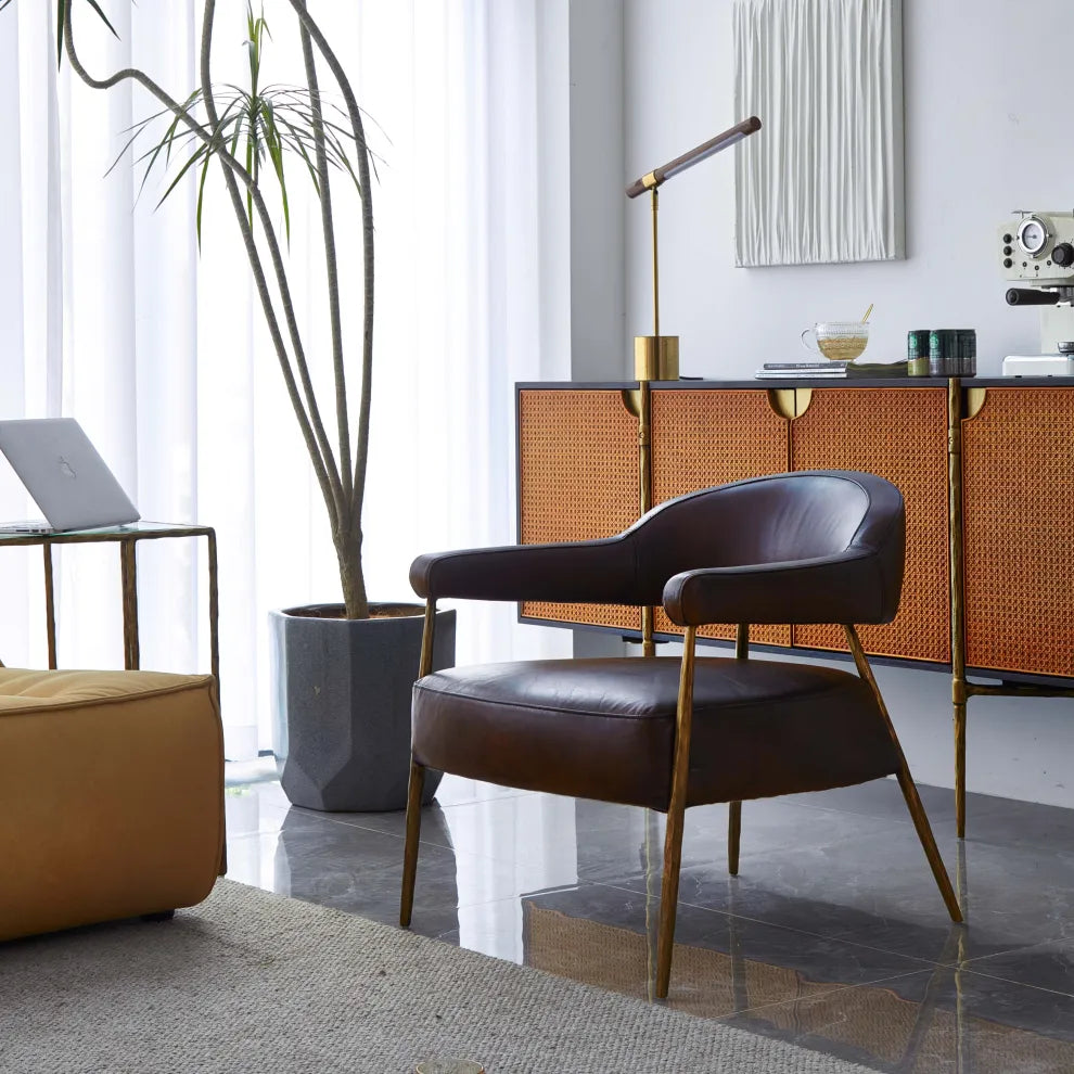 Hand-Forged Metal Frame Rattan Long Side Cabinet