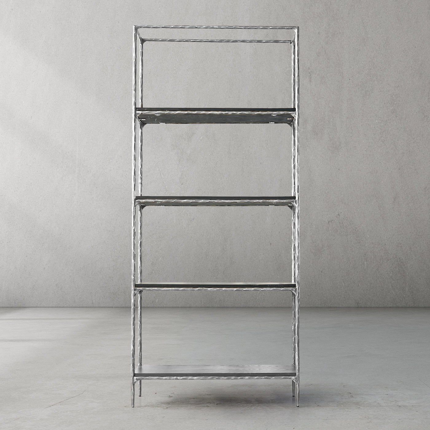Hand-Forged Metal White Marble Shelving