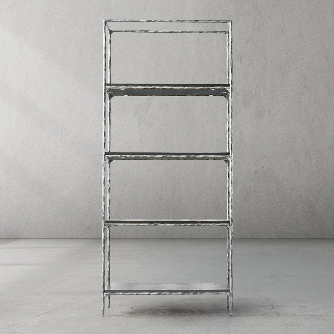 Hand-Forged Metal White Marble Shelving