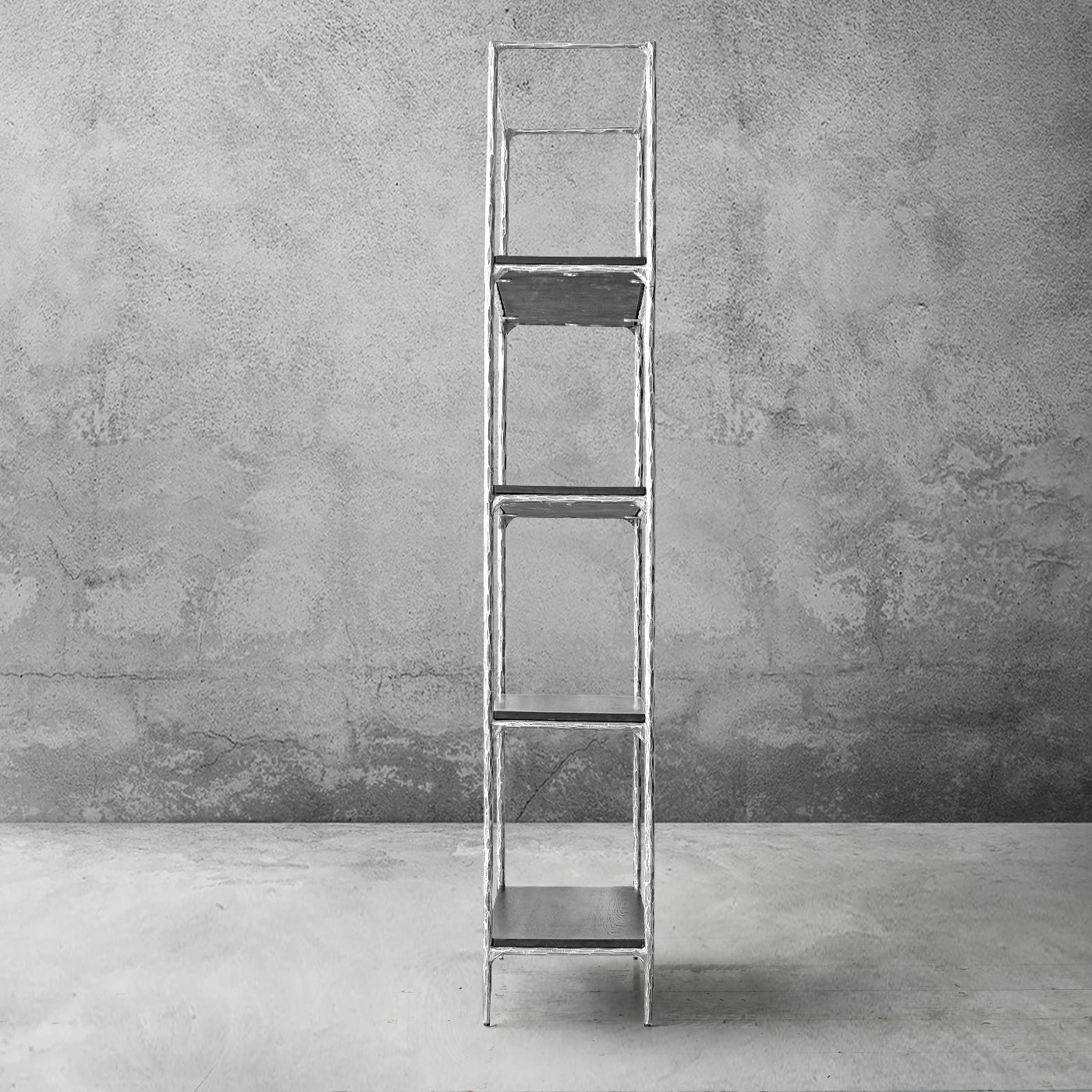 Hand-Forged Metal White Marble Shelving