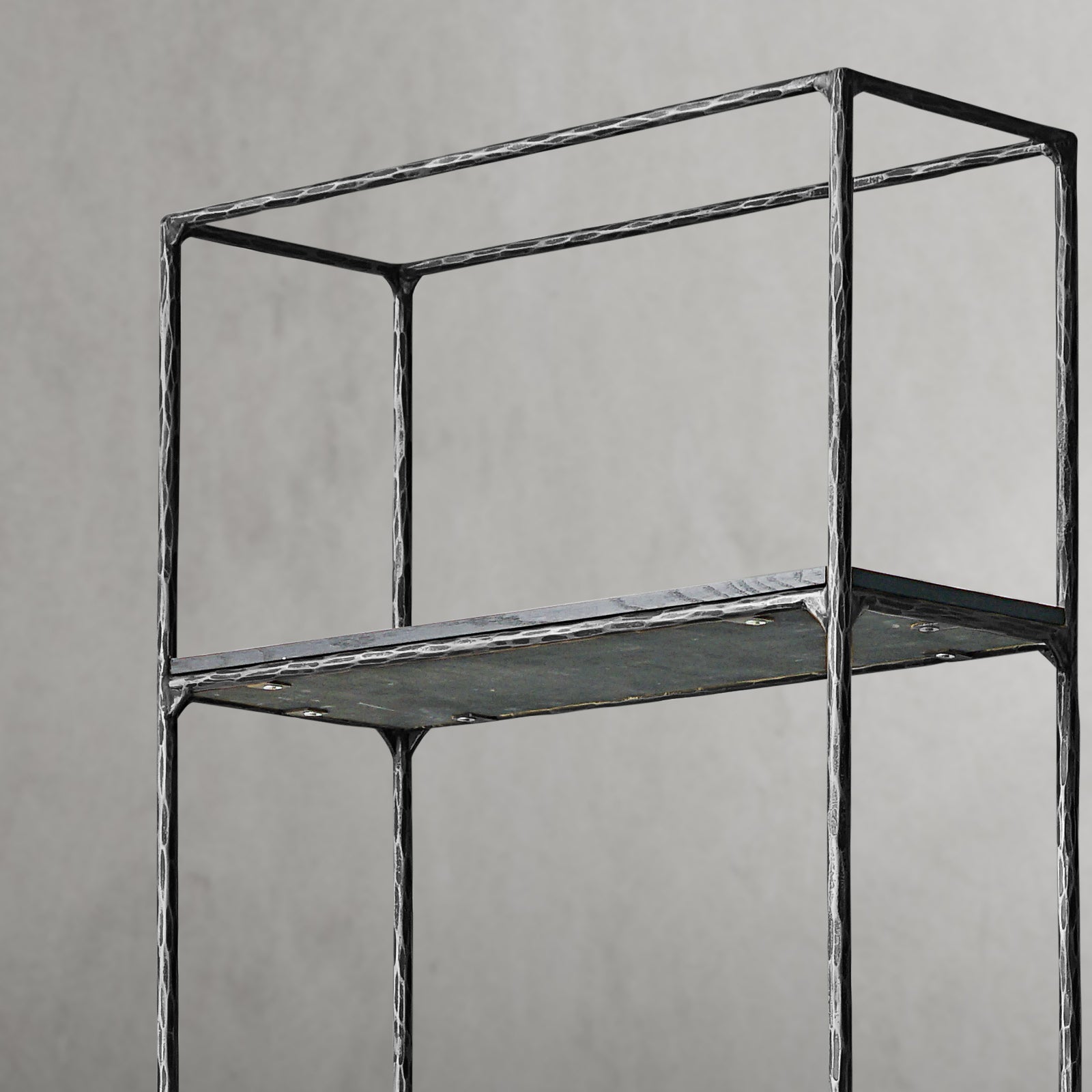 Hand-Forged Metal White Marble Shelving