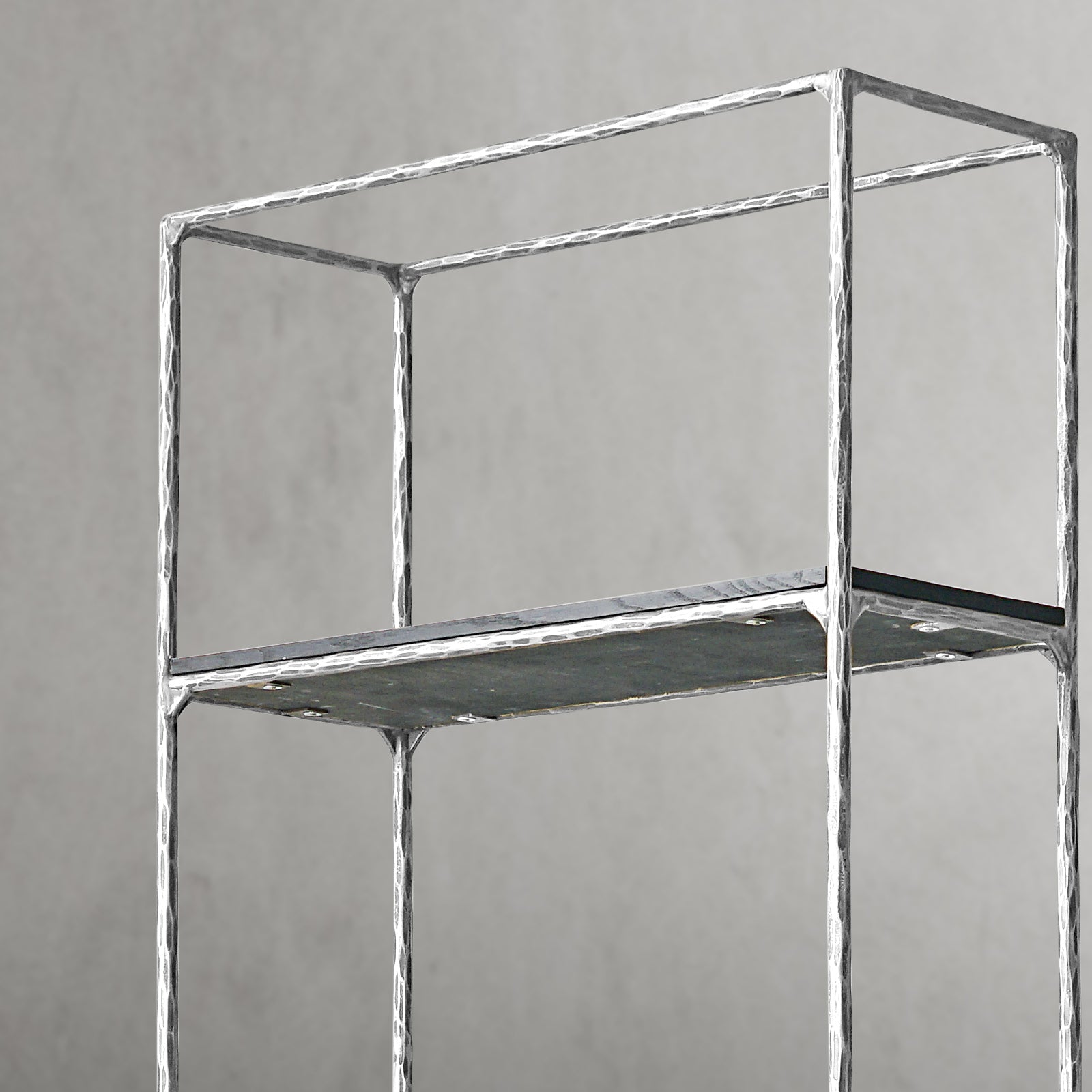 Hand-Forged Metal White Marble Shelving