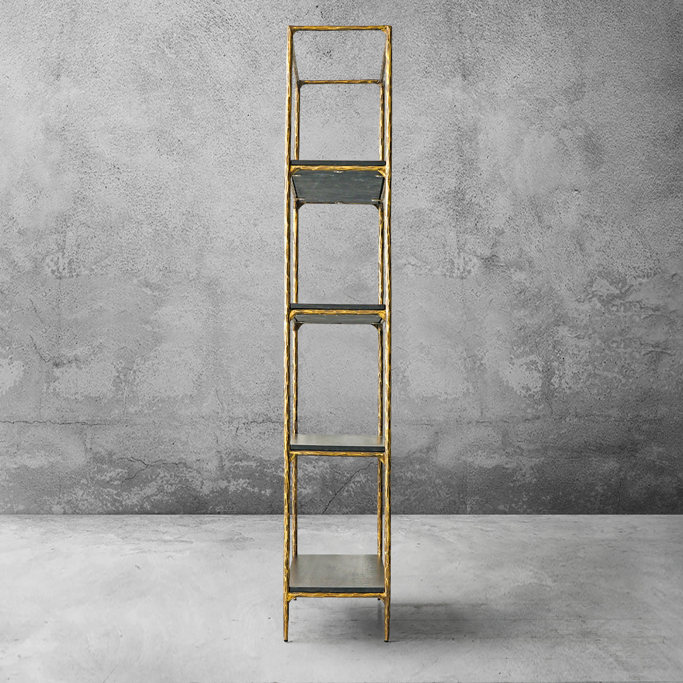 Hand-Forged Metal White Marble Shelving