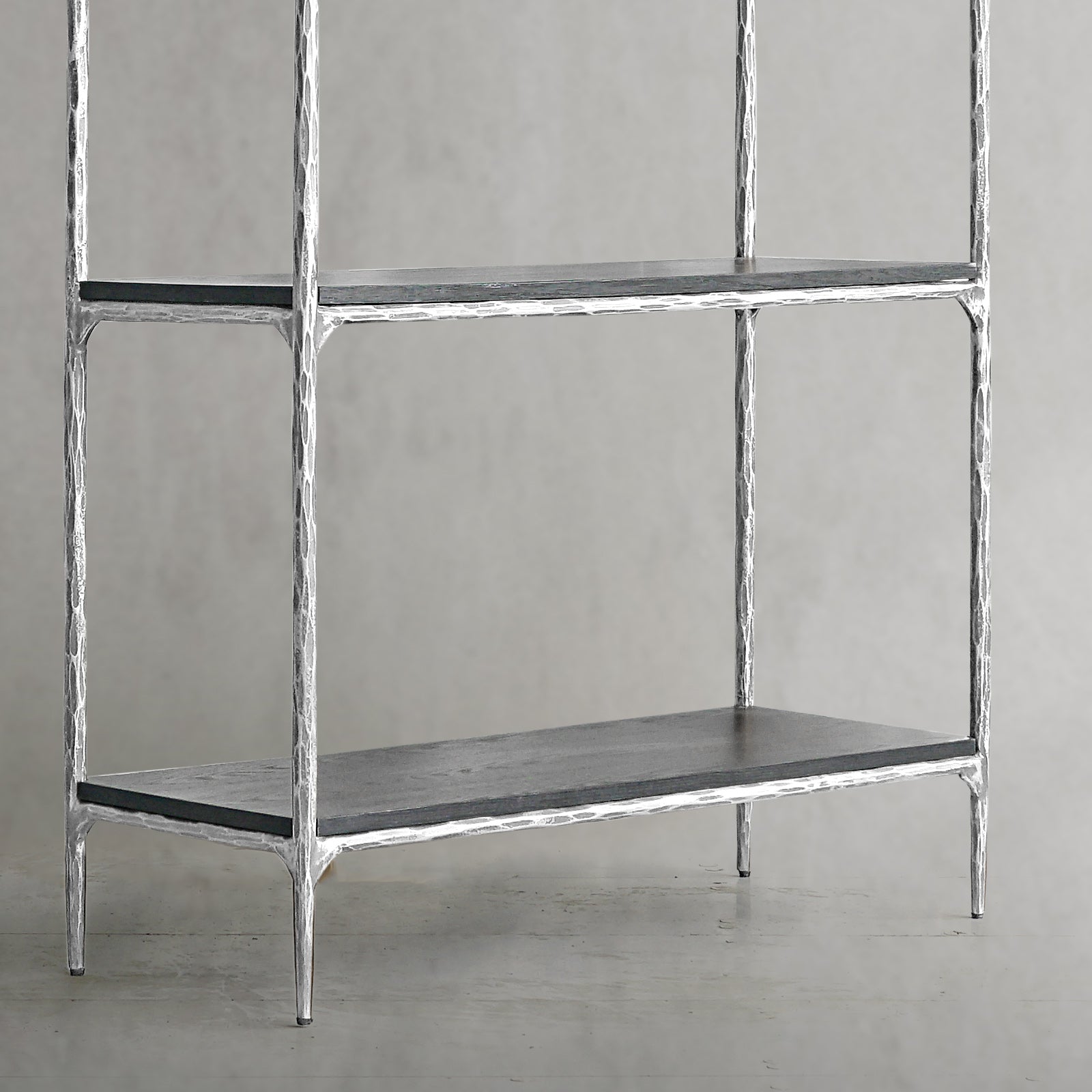 Hand-Forged Metal White Marble Shelving