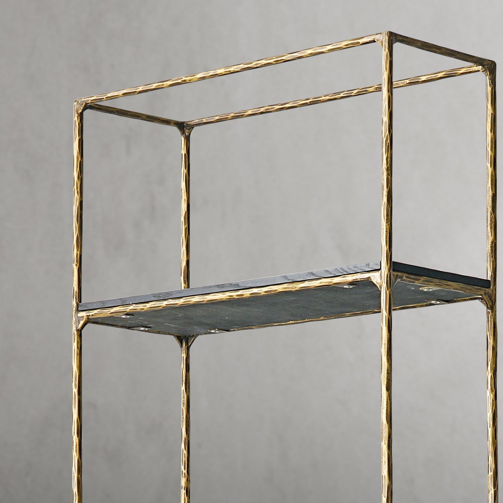 Hand-Forged Metal White Marble Shelving