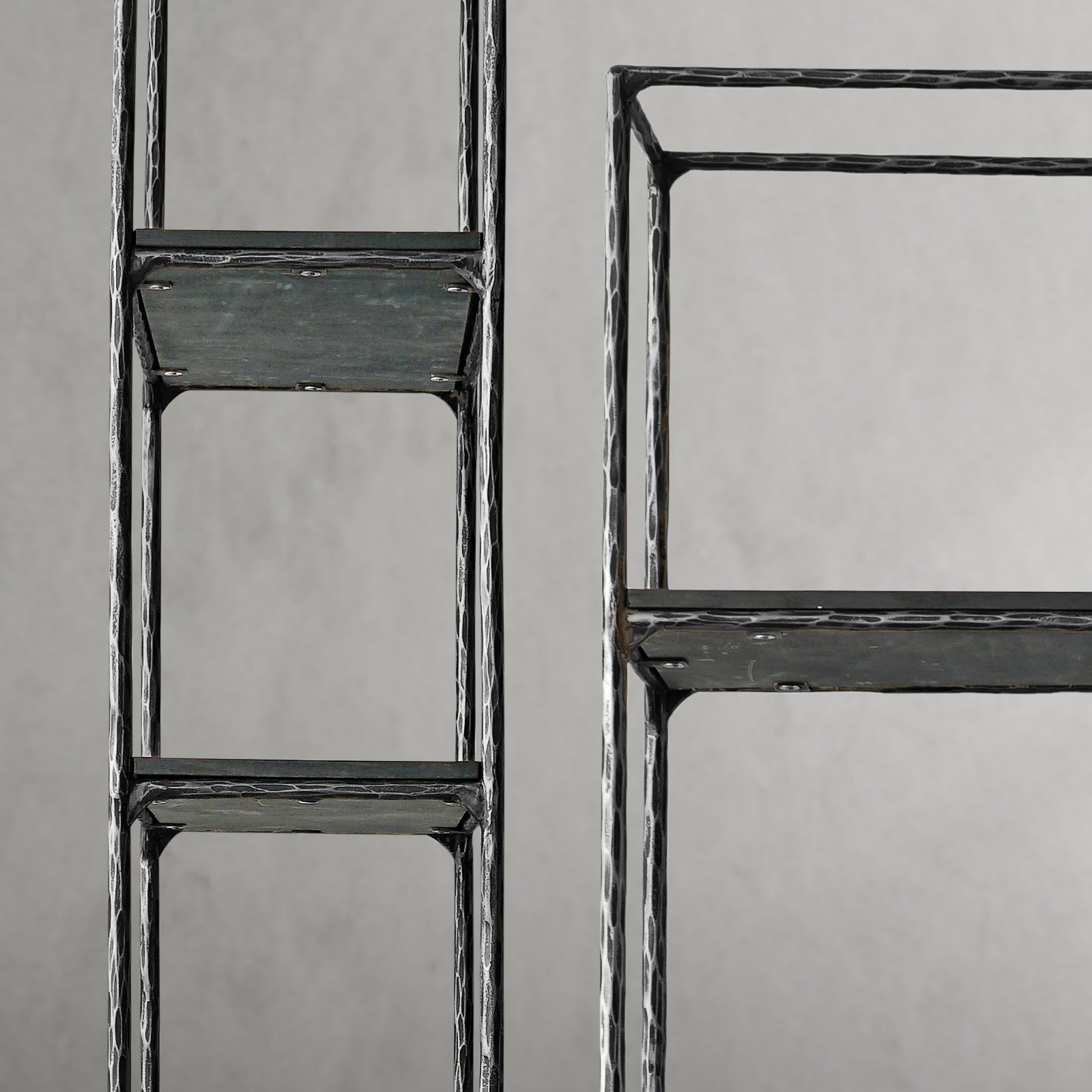 Hand-Forged Metal White Marble Shelving