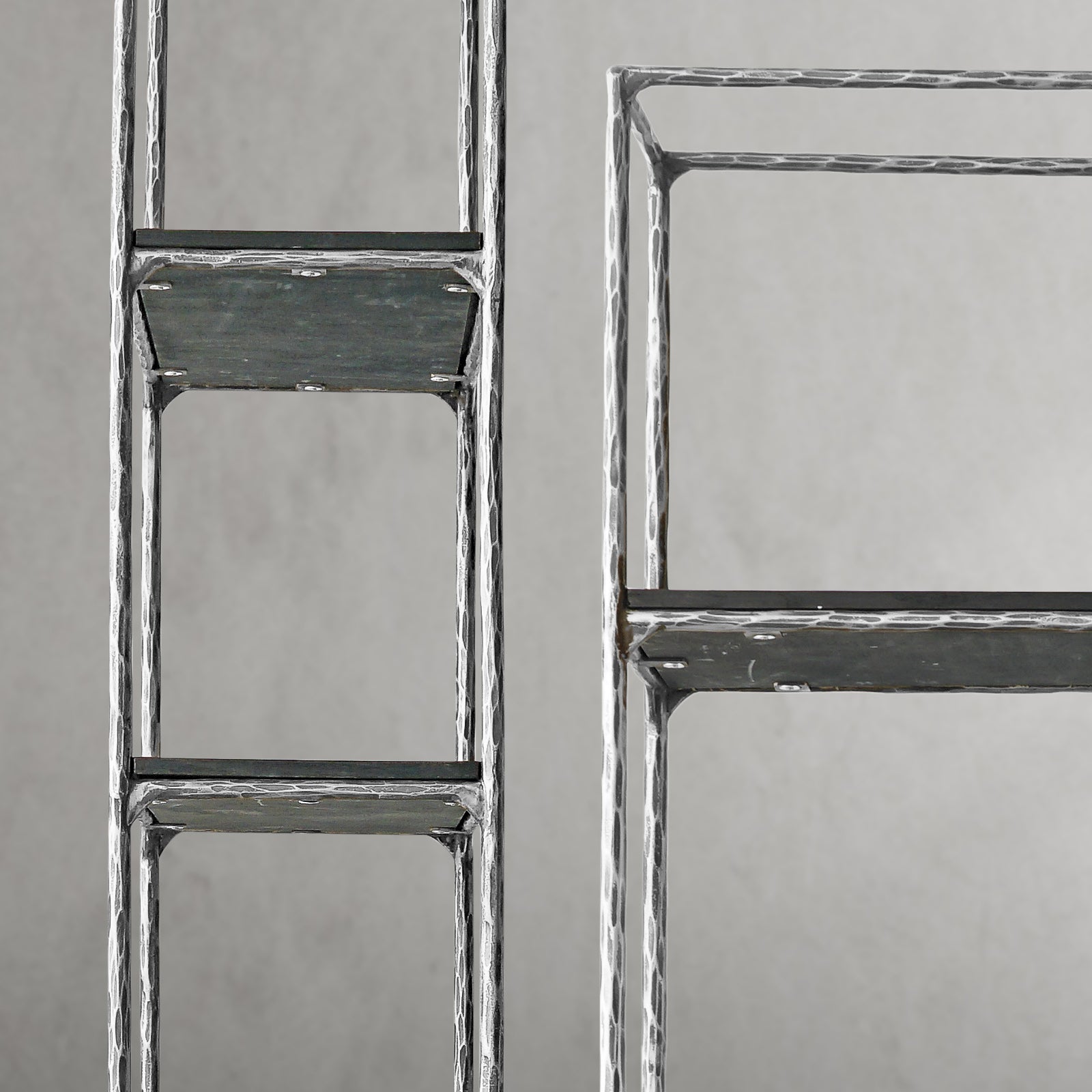 Hand-Forged Metal White Marble Shelving