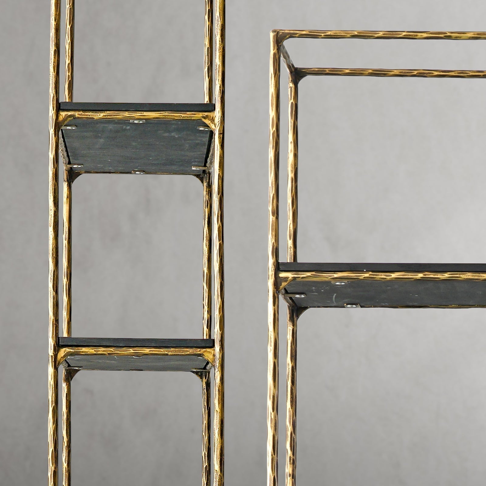 Hand-Forged Metal White Marble Shelving