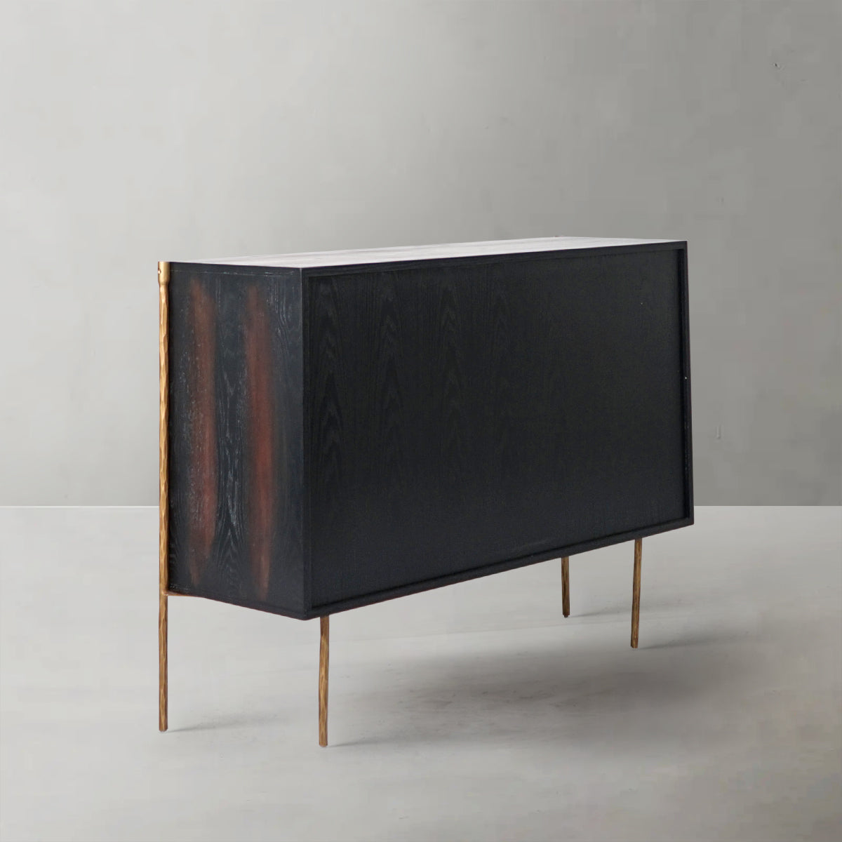 Hand-Forged Metal Frame Rattan 6-Drawer Side Cabinet