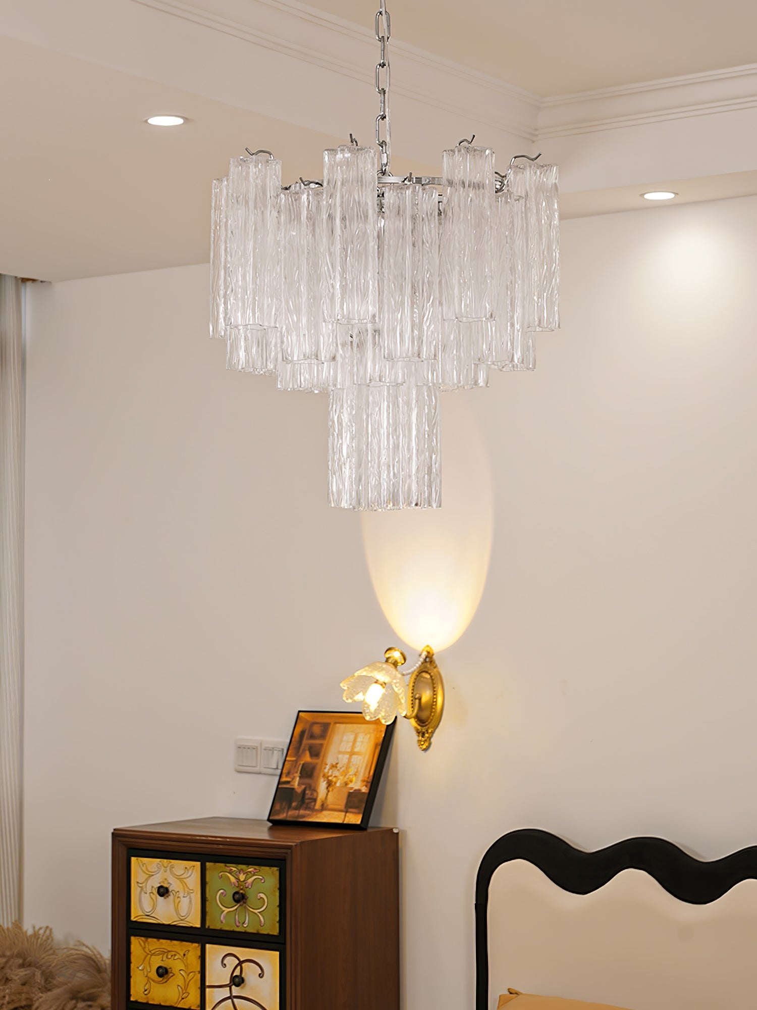Addas Murano Chandelier Clear / White