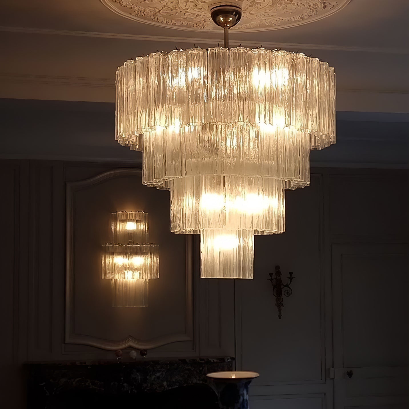 Addas Murano Chandelier Clear / White