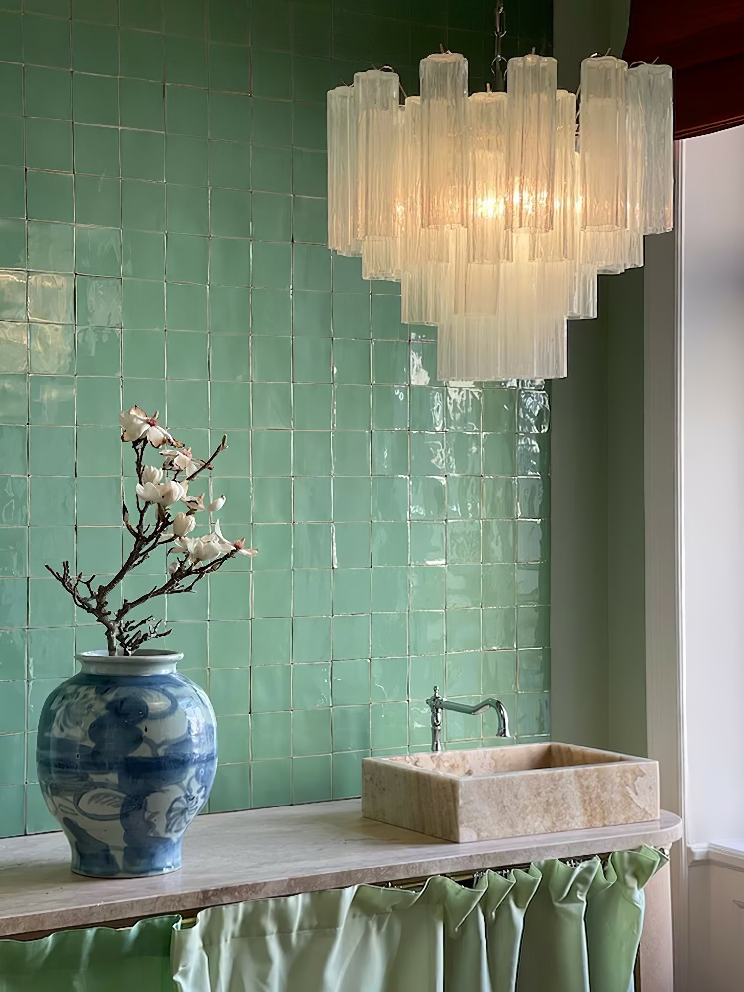 Addas Murano Chandelier Clear / White