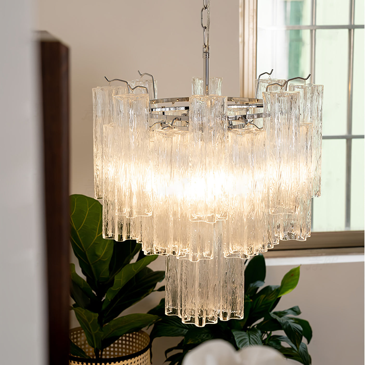Addas Murano Chandelier Clear / White