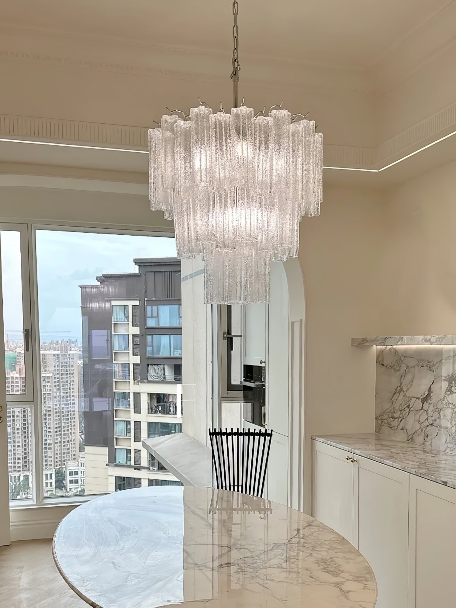 Addas Murano Chandelier Clear / White