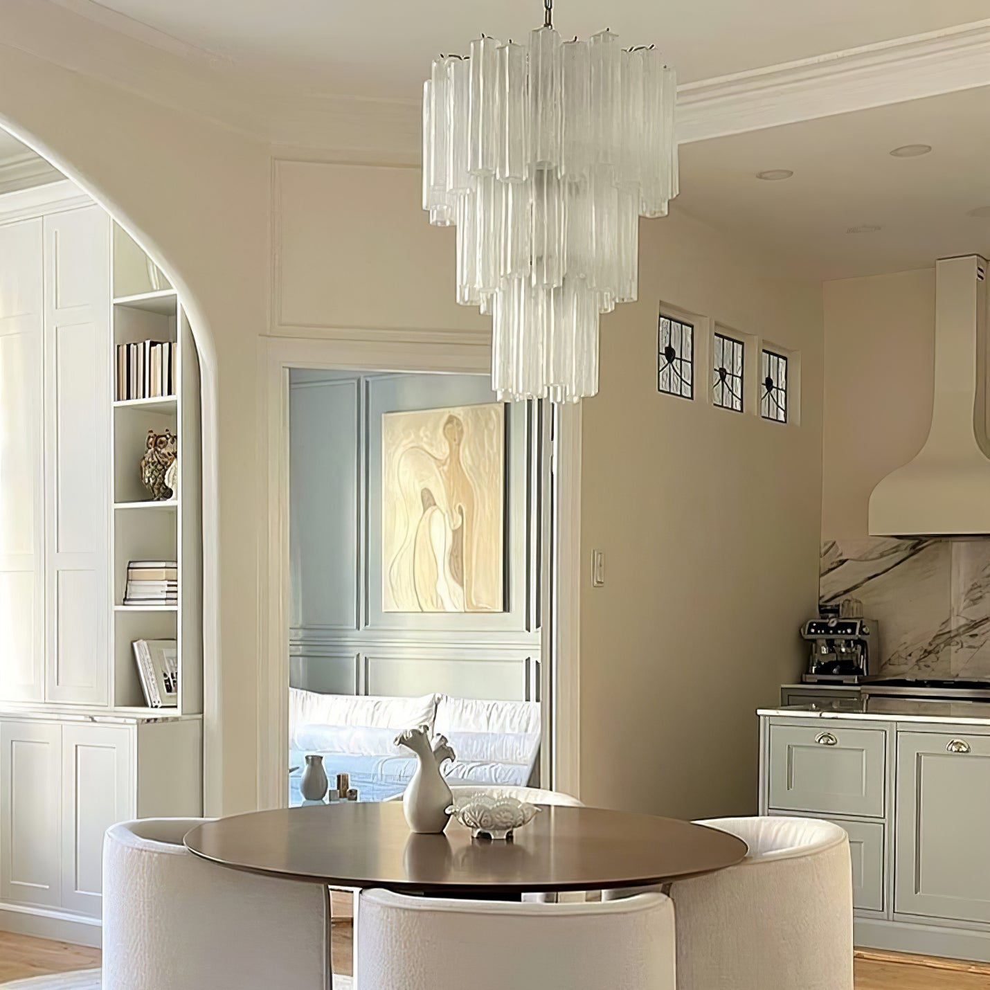 Addas Murano Chandelier Clear / White