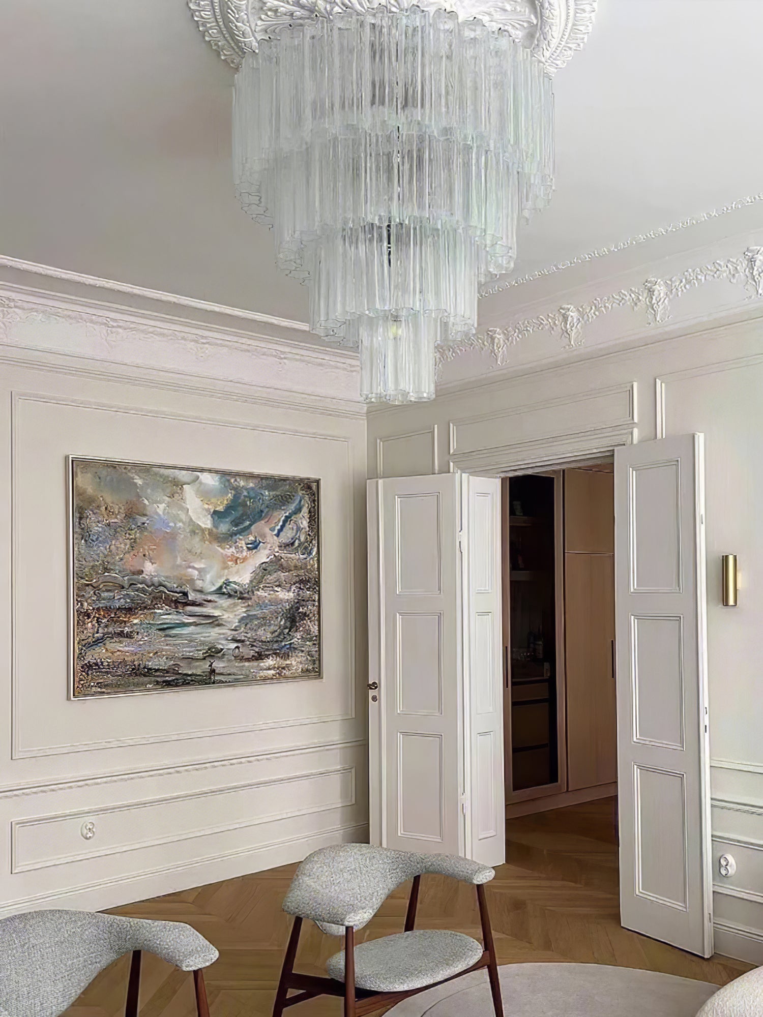 Addas Murano Chandelier Clear / White