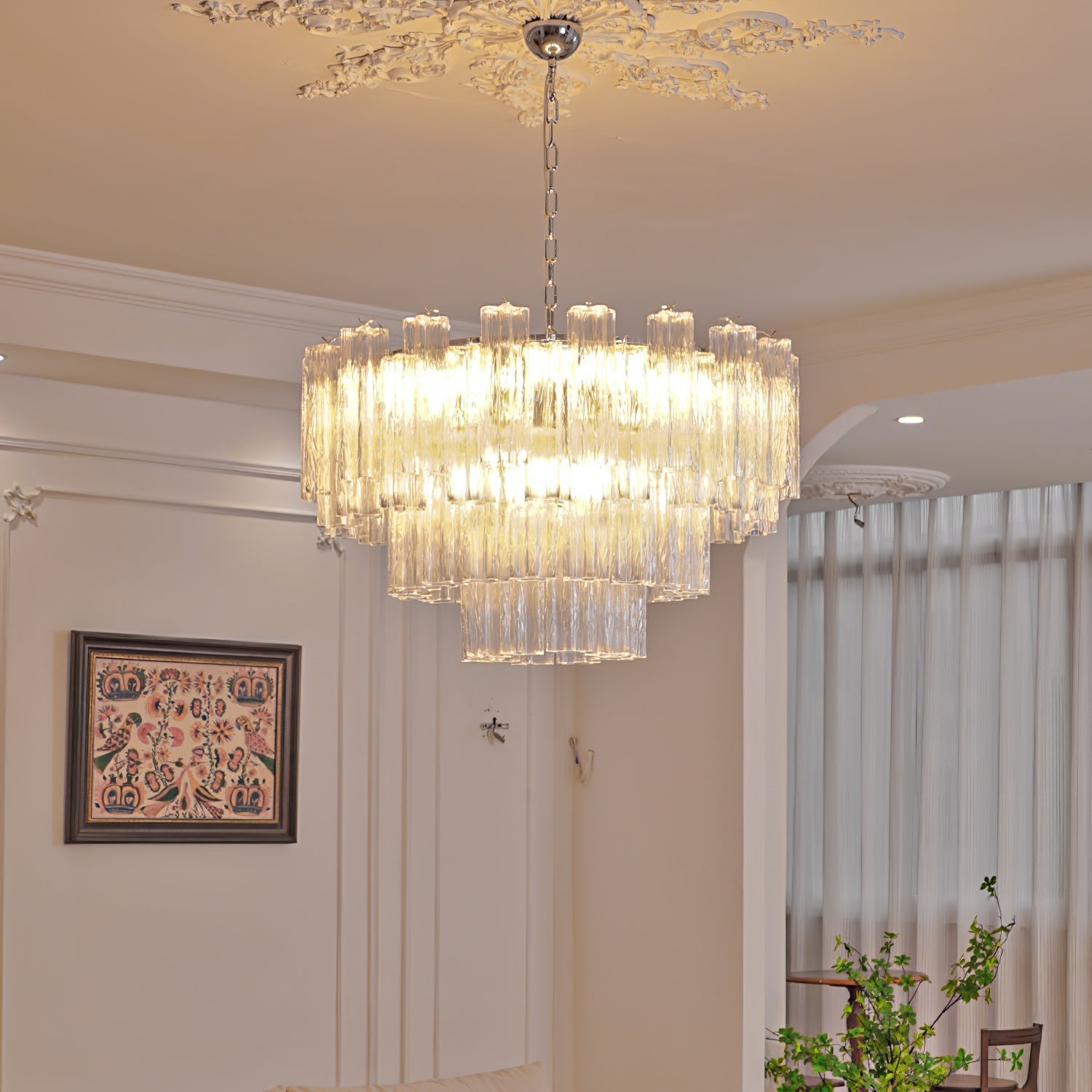 Addas Murano Chandelier Clear / White