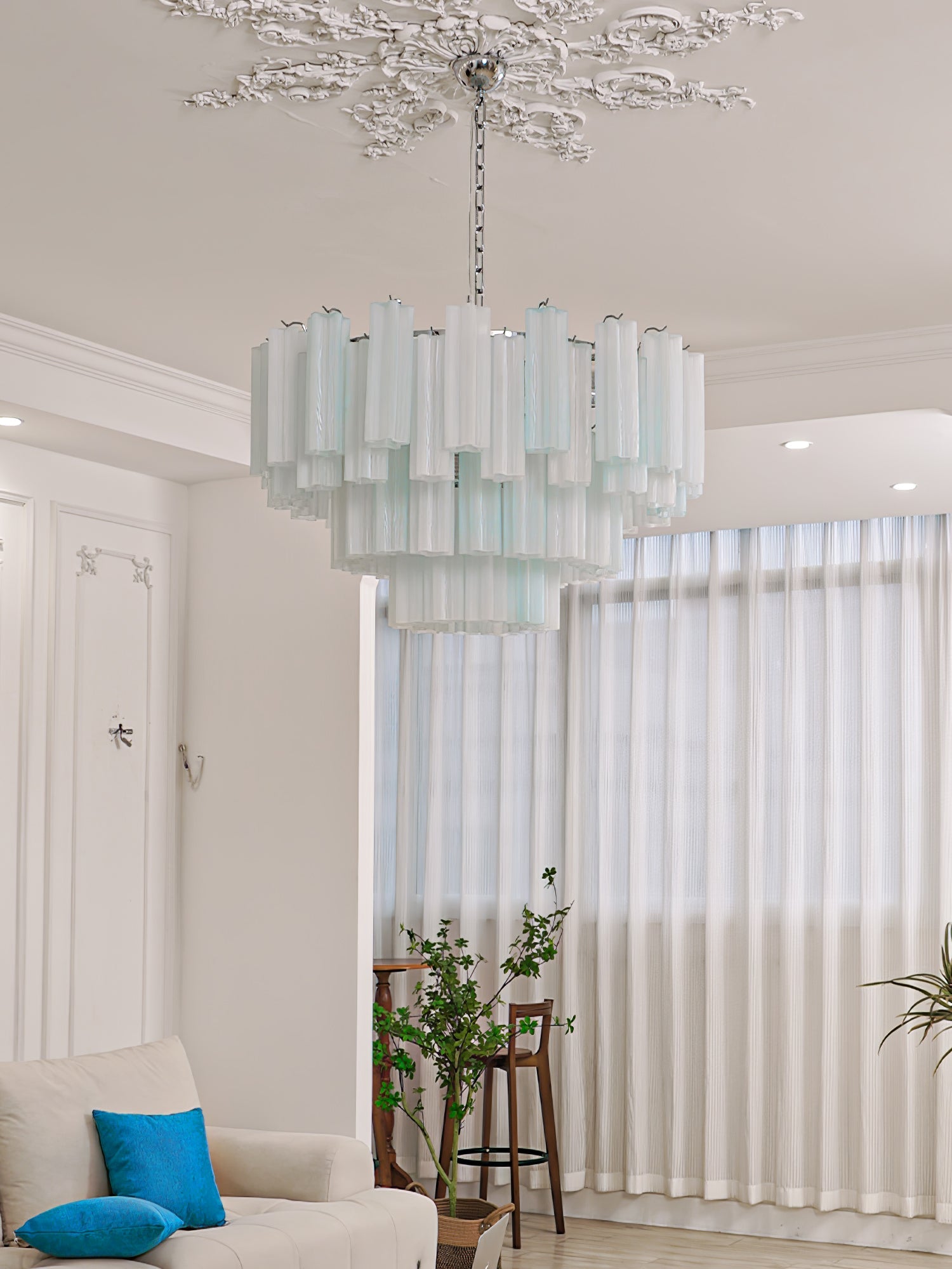 Addas Murano Chandelier Clear / White