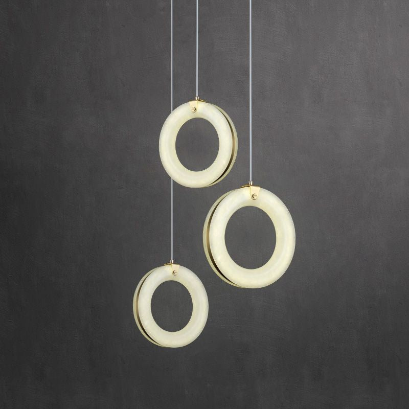 Theseus Alabaster Lorry Toroid Staircase Chandelier