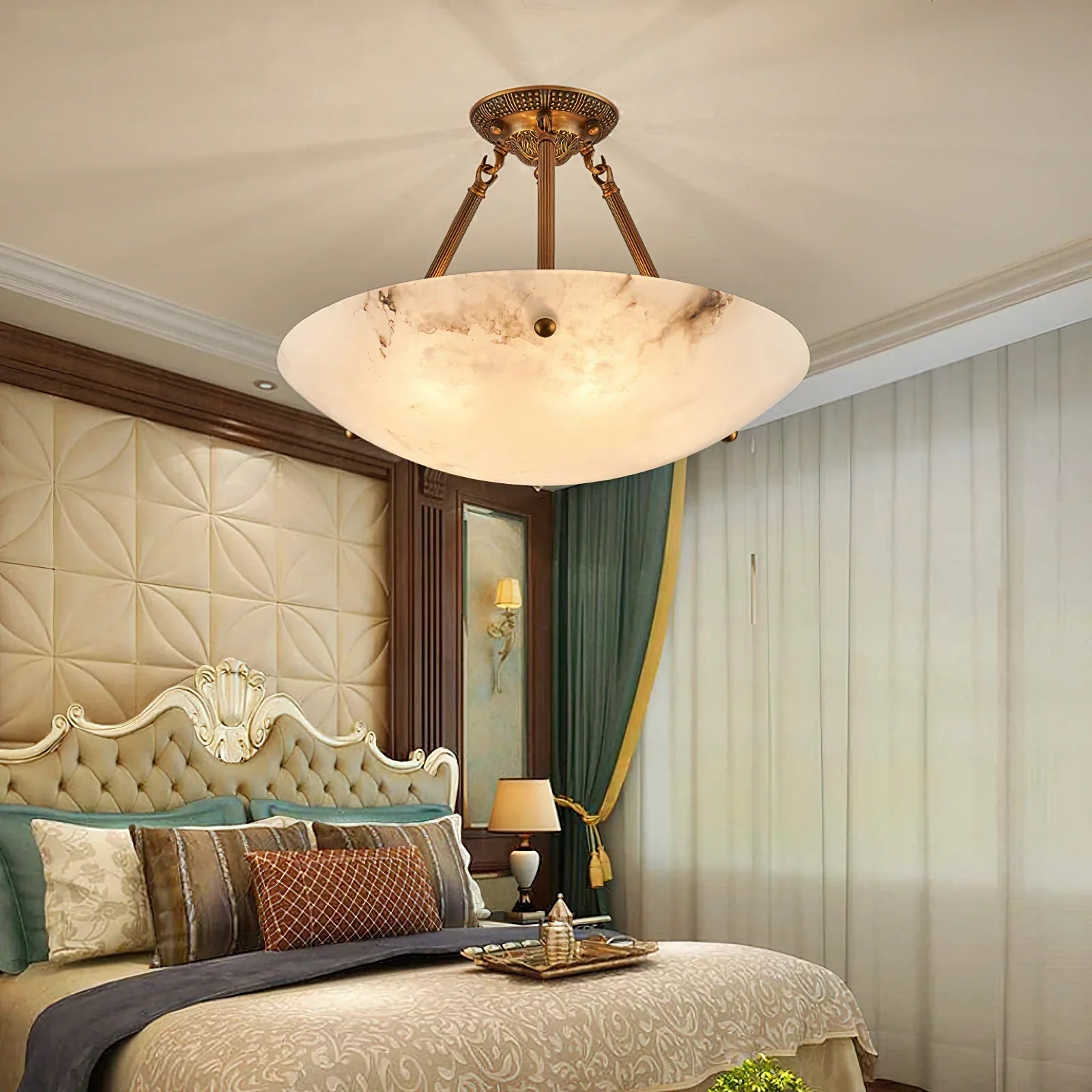 Vintage Round Alabaster Ceiling Lamps - Oasislives