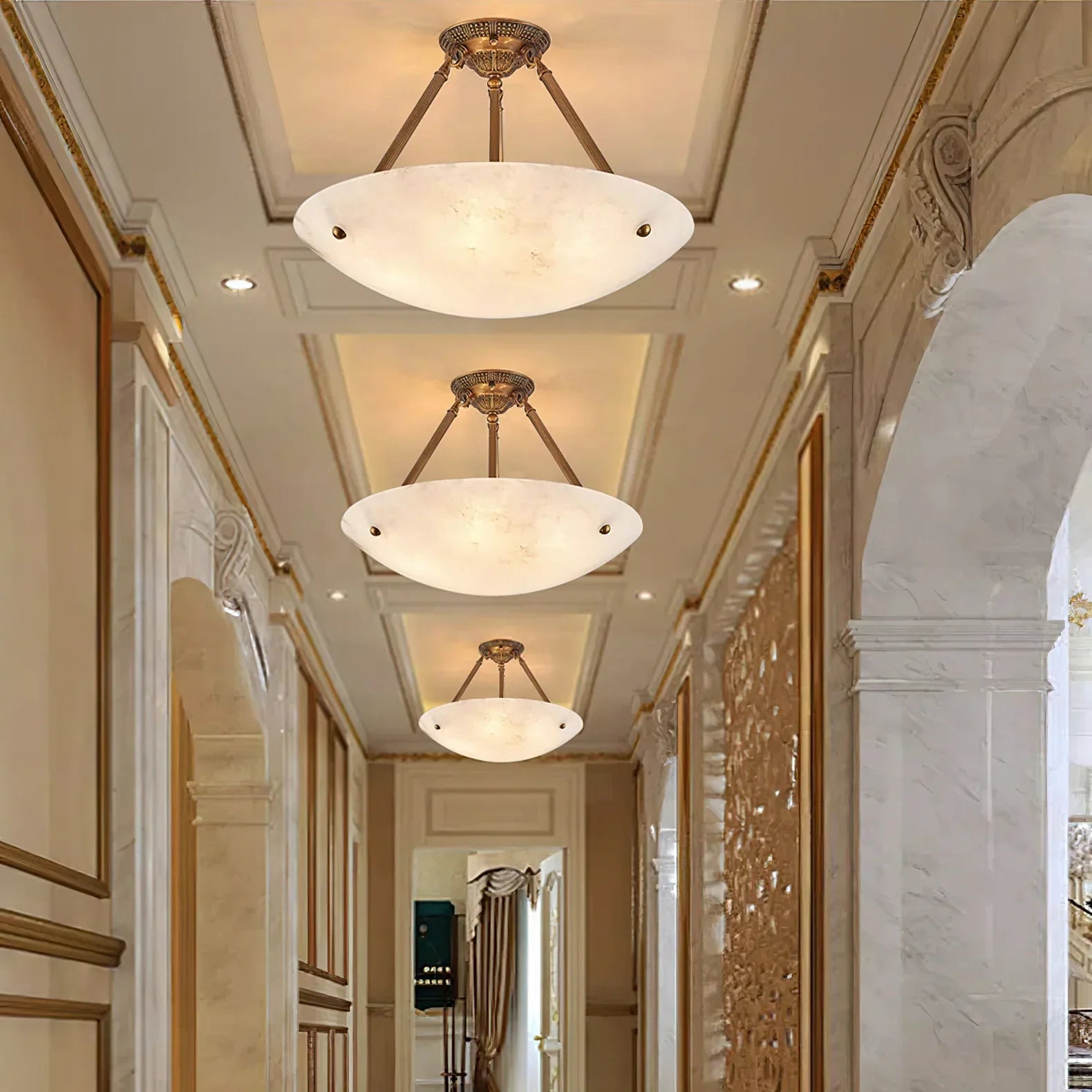 Vintage Round Alabaster Ceiling Lamps - Oasislives