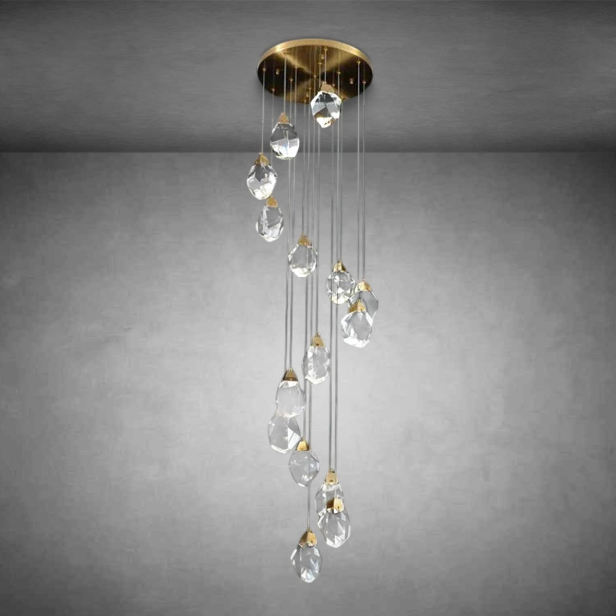 Alane 24 Lights Staircase Crystal Chandelier, Modern Long Chandelier Lighting