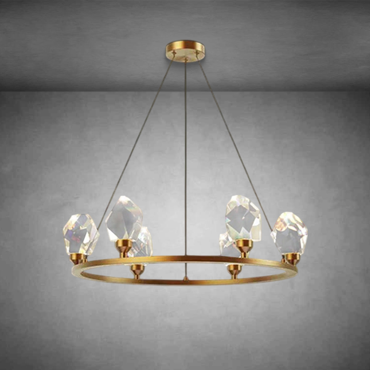Alane Round Crystal Chandelier for Living Room Bedroom Dining Table