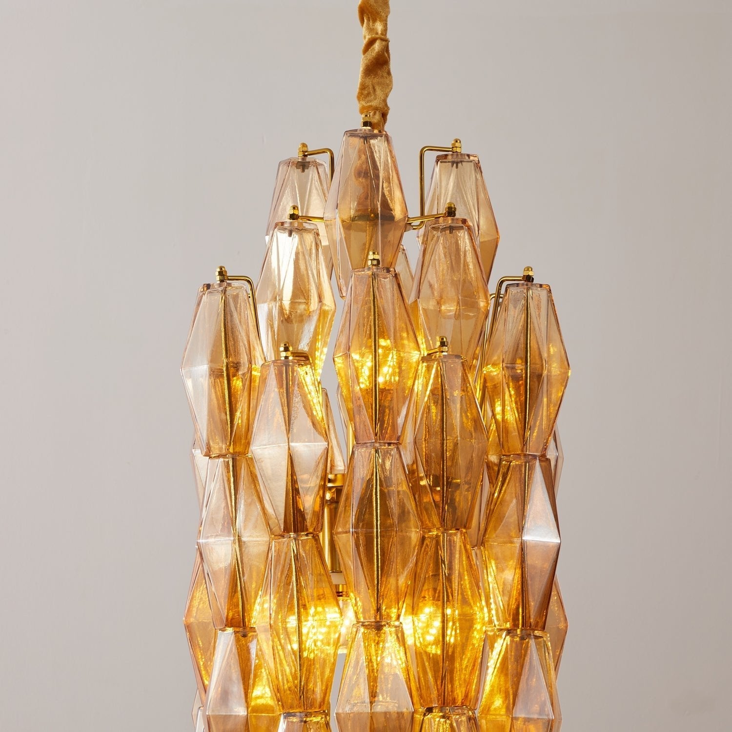 Amber Prism Long Chandelier