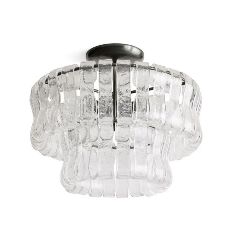 Amor 2-Tier Ghiaccio Glass Round Flushmount 18"