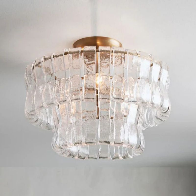 Amor 2-Tier Ghiaccio Glass Round Flushmount 18"