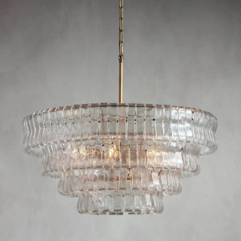 Amor 4-Tier Ghiaccio Glass Round Chandelier 36"