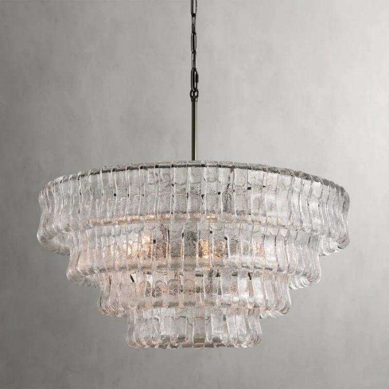 Amor 4-Tier Ghiaccio Glass Round Chandelier 36"