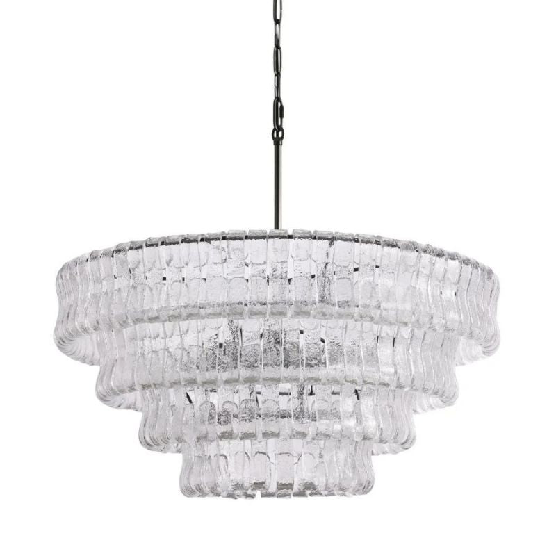 Amor 4-Tier Ghiaccio Glass Round Chandelier 36"