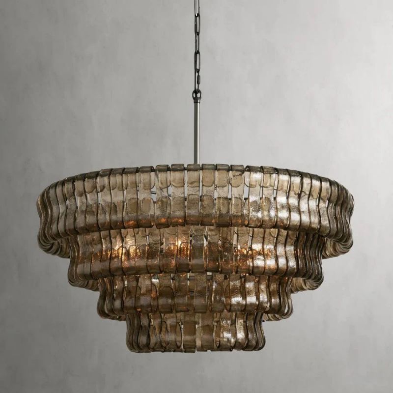 Amor 4-Tier Ghiaccio Glass Round Chandelier 36"