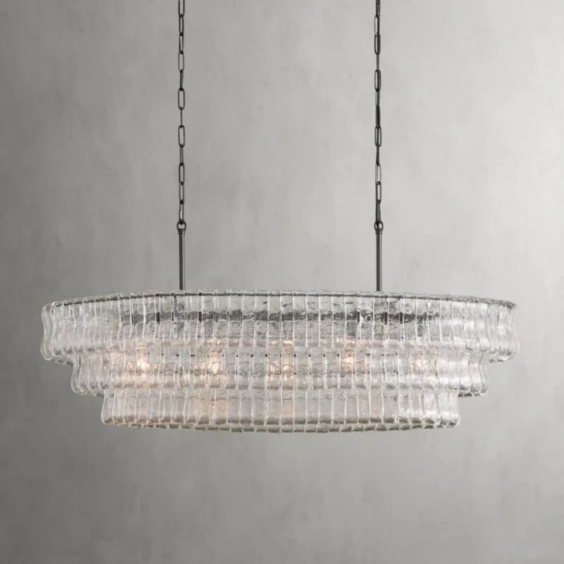 Amor Ghiaccio Glass Oval Chandelier 54"W/65"W