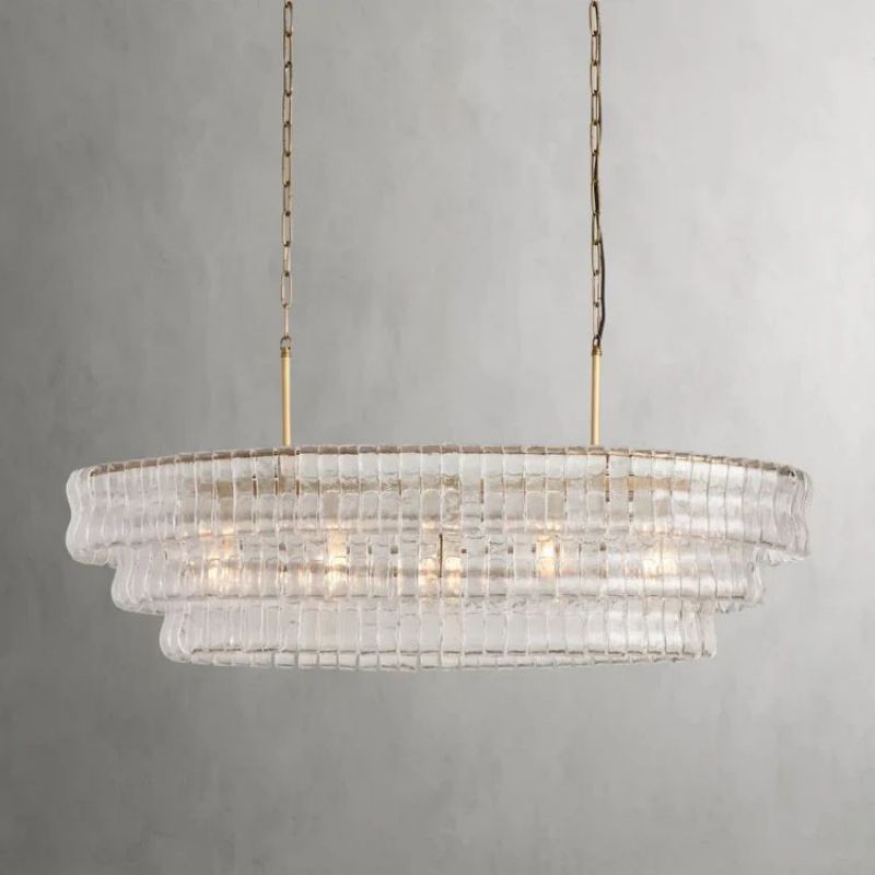 Amor Ghiaccio Glass Oval Chandelier 54"W/65"W