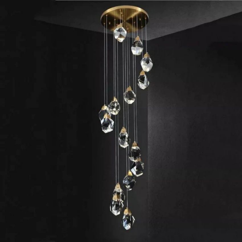 Nicole Faceted Crystal Prisms Chandeliers For Staircase