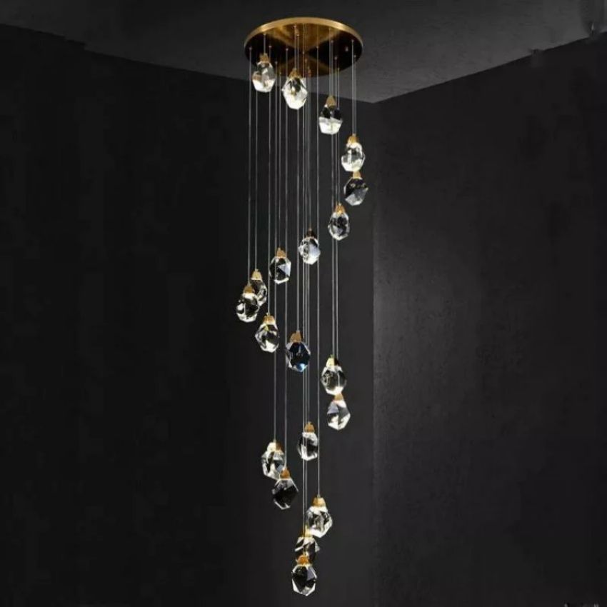 Nicole Faceted Crystal Prisms Chandeliers For Staircase