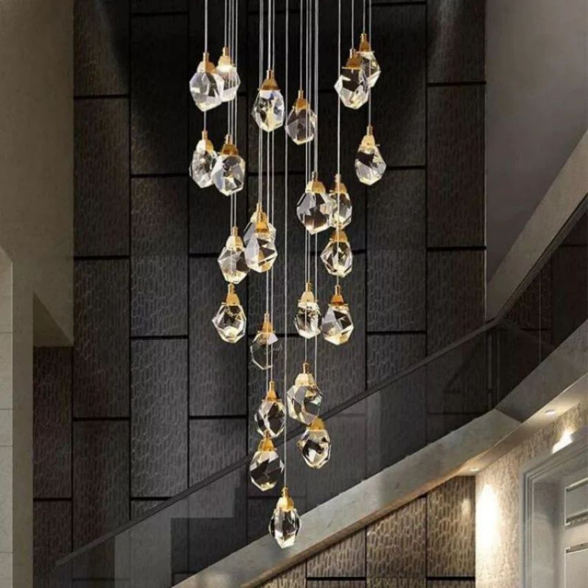 Nicole Faceted Crystal Prisms Chandeliers For Staircase
