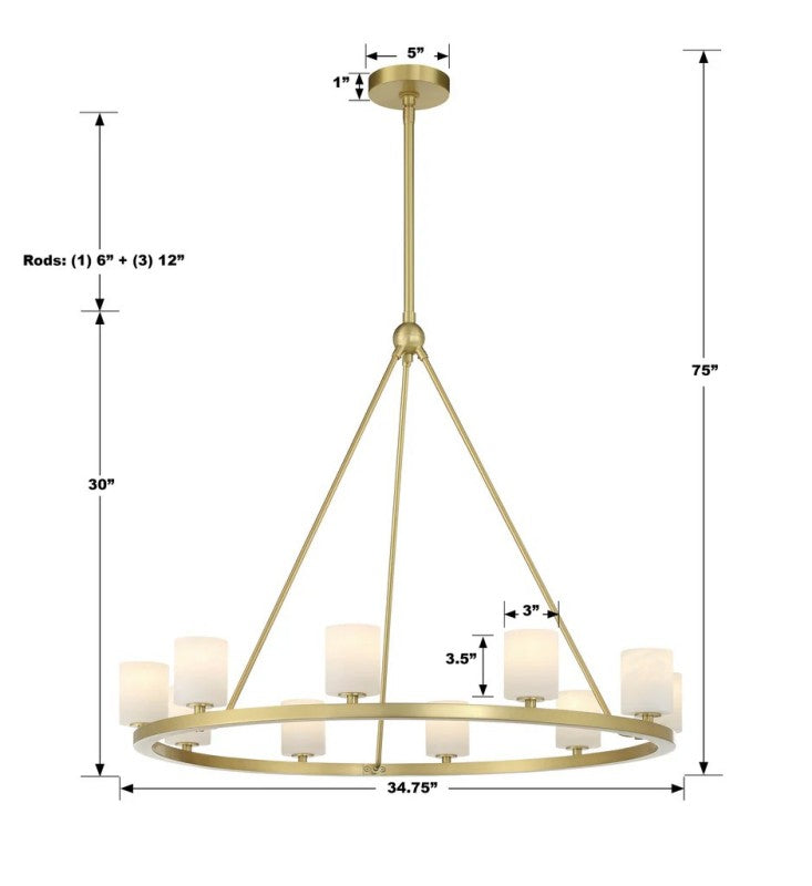 Oragen 10 Light Chandelier Alabaster