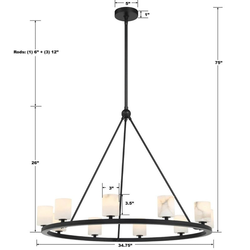 Oragen 12 Light Chandelier Alabaster