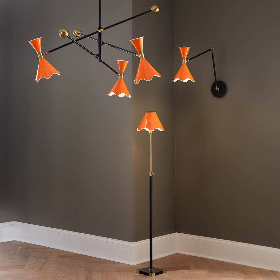 Ripple Orange Shades Articulating Chandelier