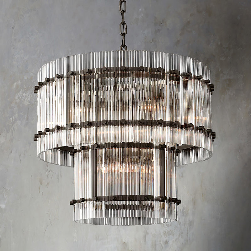 San Marc Handmade Glass 2-Tier Round Chandelier 22"