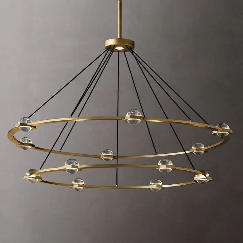 Eclatanty Crystal Ball 2-Tier Round Chandelier 60"