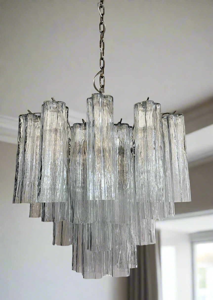 Murano Chandelier 36 Clear Glass Tubes