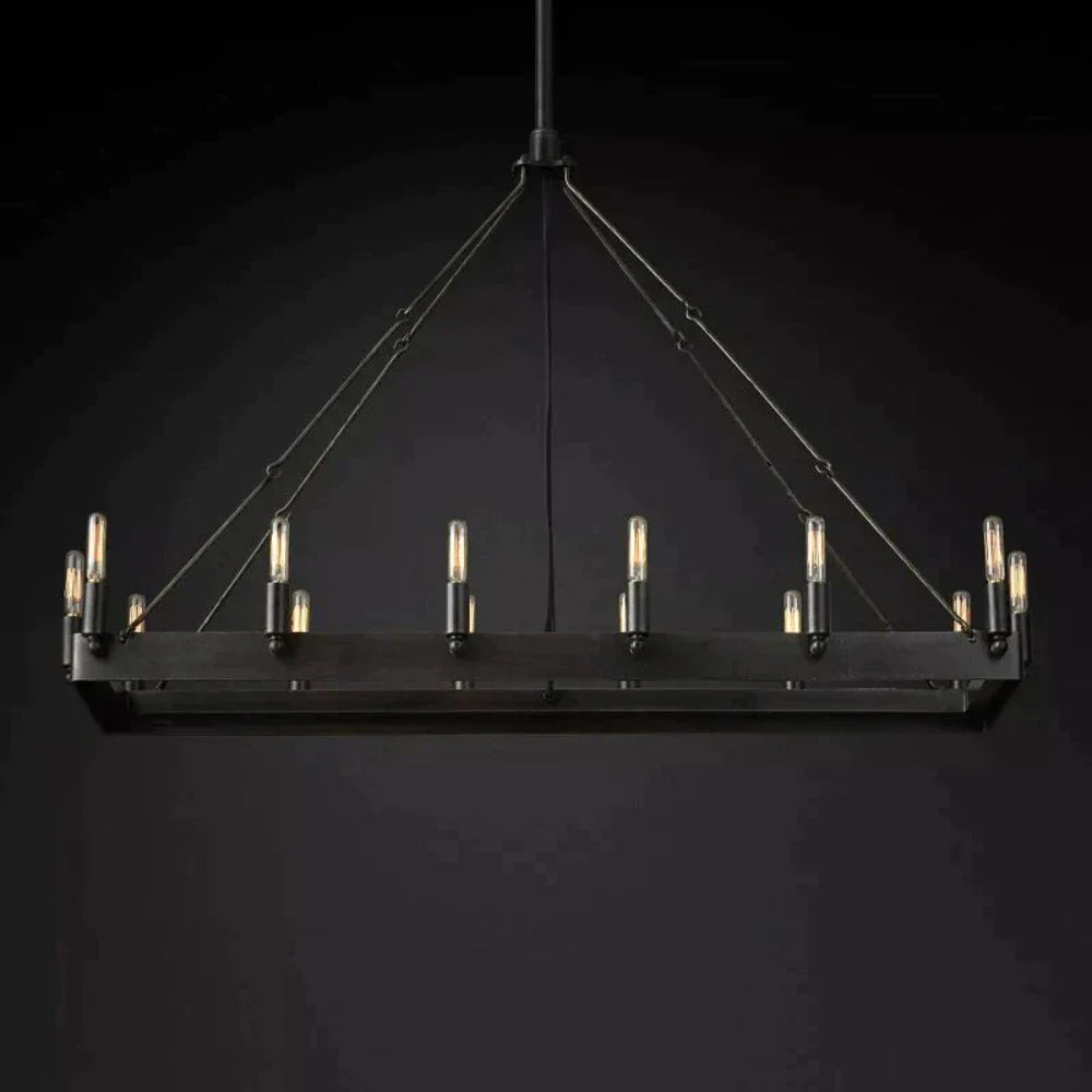 Caminy Vintage Filament Rectangular Chandelier