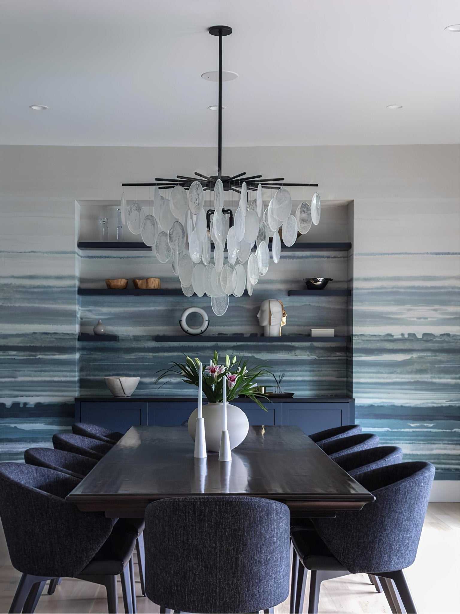 Cascading Glass Disc Chandelier