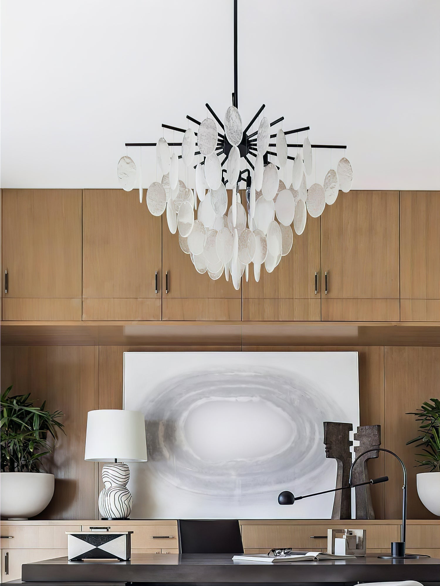 Cascading Glass Disc Chandelier