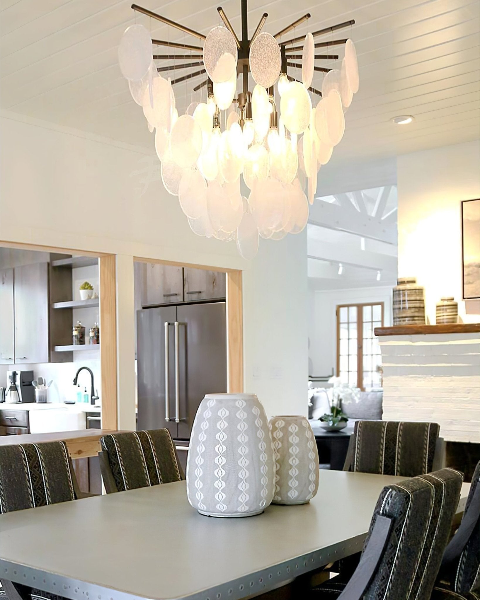 Cascading Glass Disc Chandelier